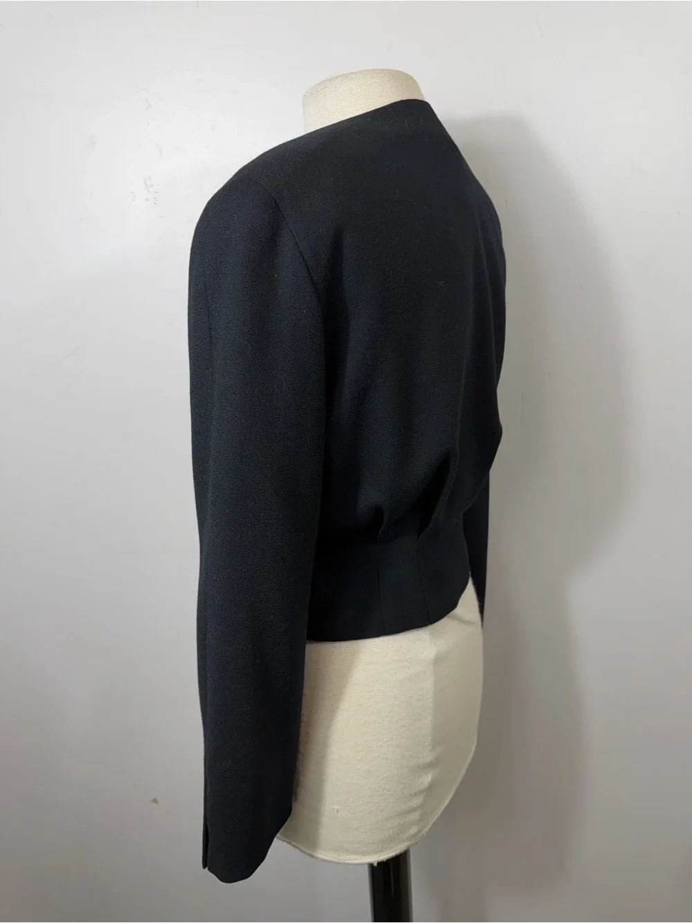 Vintage Christian Dior Separates Black Cropped Blazer Jacket Wool USA Size 4